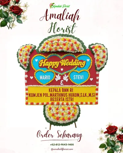 Karangan Papan Bunga Pernikahan di Sempidi